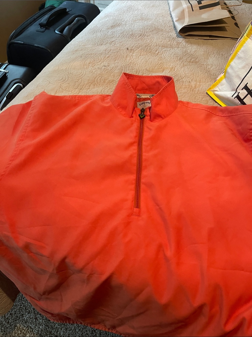 Quarter-Zip Windbreaker Pullover - Bright Coral